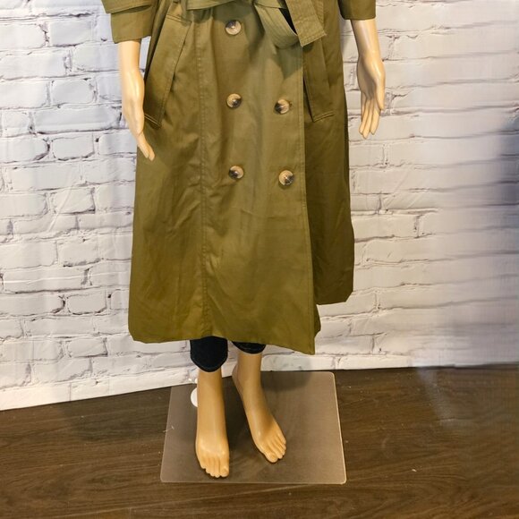 RACHEL ZOE - Olive green maxi hooded trench coat - Picture 11 of 14